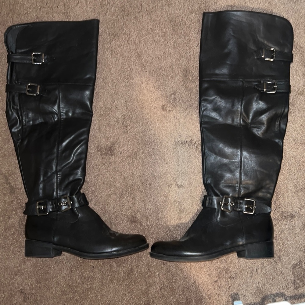 2 Lips Too Black Knee High Boots - Too Jilt